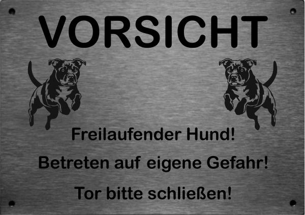 Warnschild Hund Edelstahl: "Achtung freilaufender Hund"